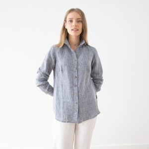 Srajca 100% lan Ernesto NAVY MELANGE M,L Srajca 100% lan Ernesto NAVY MELANGE M,L