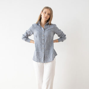 Srajca 100% lan Ernesto NAVY MELANGE M,L Srajca 100% lan Ernesto NAVY MELANGE M,L