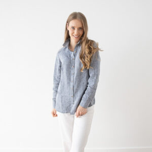 Srajca 100% lan Ernesto NAVY MELANGE M,L Srajca 100% lan Ernesto NAVY MELANGE M,L