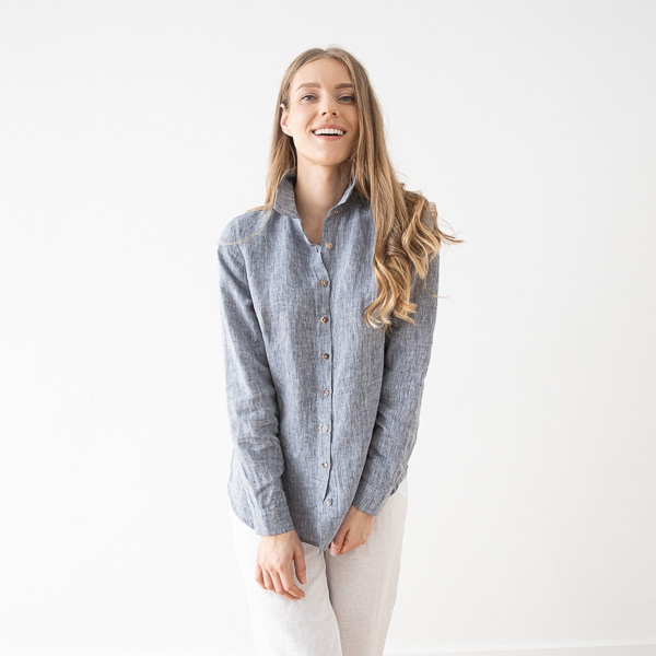 Srajca 100% lan Ernesto NAVY MELANGE M,L Srajca 100% lan Ernesto NAVY MELANGE M,L