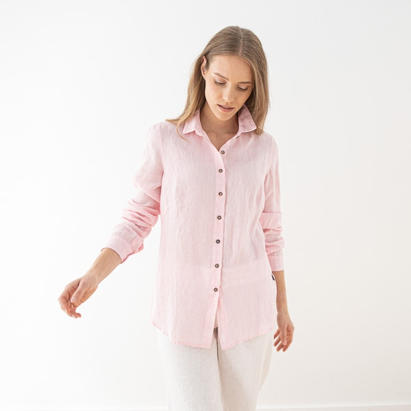 Srajca 100% lan Ernesto ROZA MELANGE L Srajca 100% lan Ernesto ROZA MELANGE L