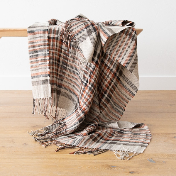 Lanena deka 130x180 karo nat/črna Lanena deka 130x180 karo nat/črna