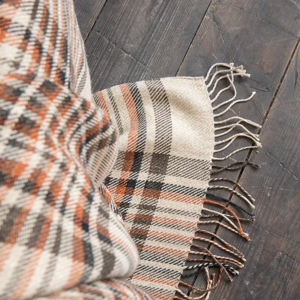 Lanena deka 130x180 karo nat/črna Lanena deka 130x180 karo nat/črna