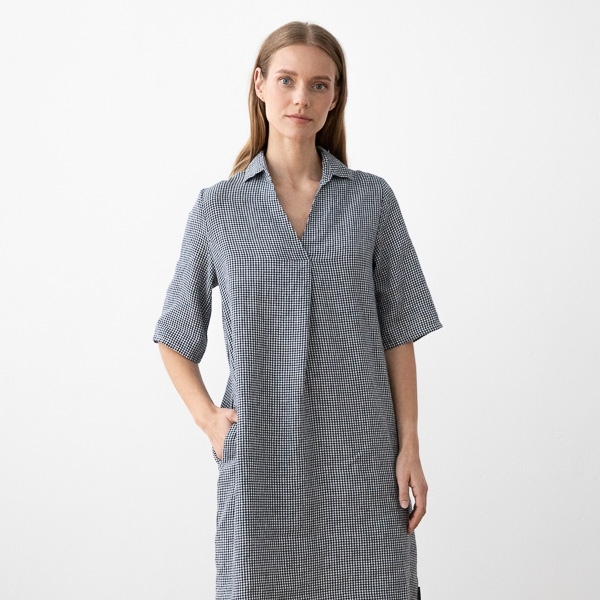 Obleka 100% lan Nicole navy w S Obleka 100% lan Nicole navy w S