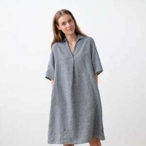 Obleka 100% lan Nicole navy w S Obleka 100% lan Nicole navy w S