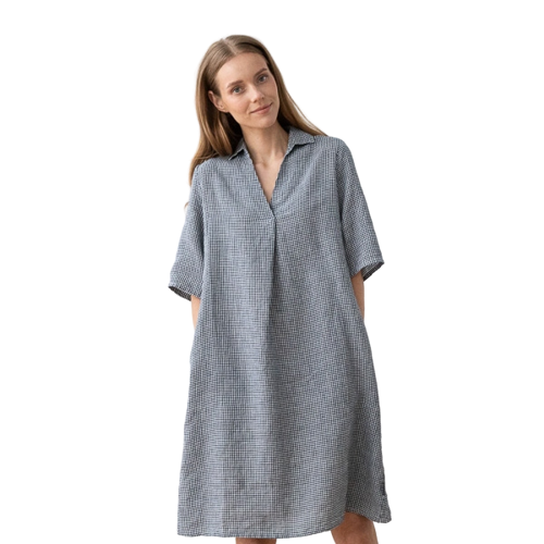 Obleka 100% lan Nicole navy w S Obleka 100% lan Nicole navy w S