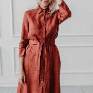 Srajčna obleka 1281 100% lan Srajčna obleka 1281 100% lan