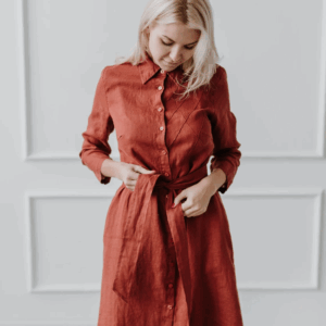 Srajčna obleka 1281 100% lan Srajčna obleka 1281 100% lan