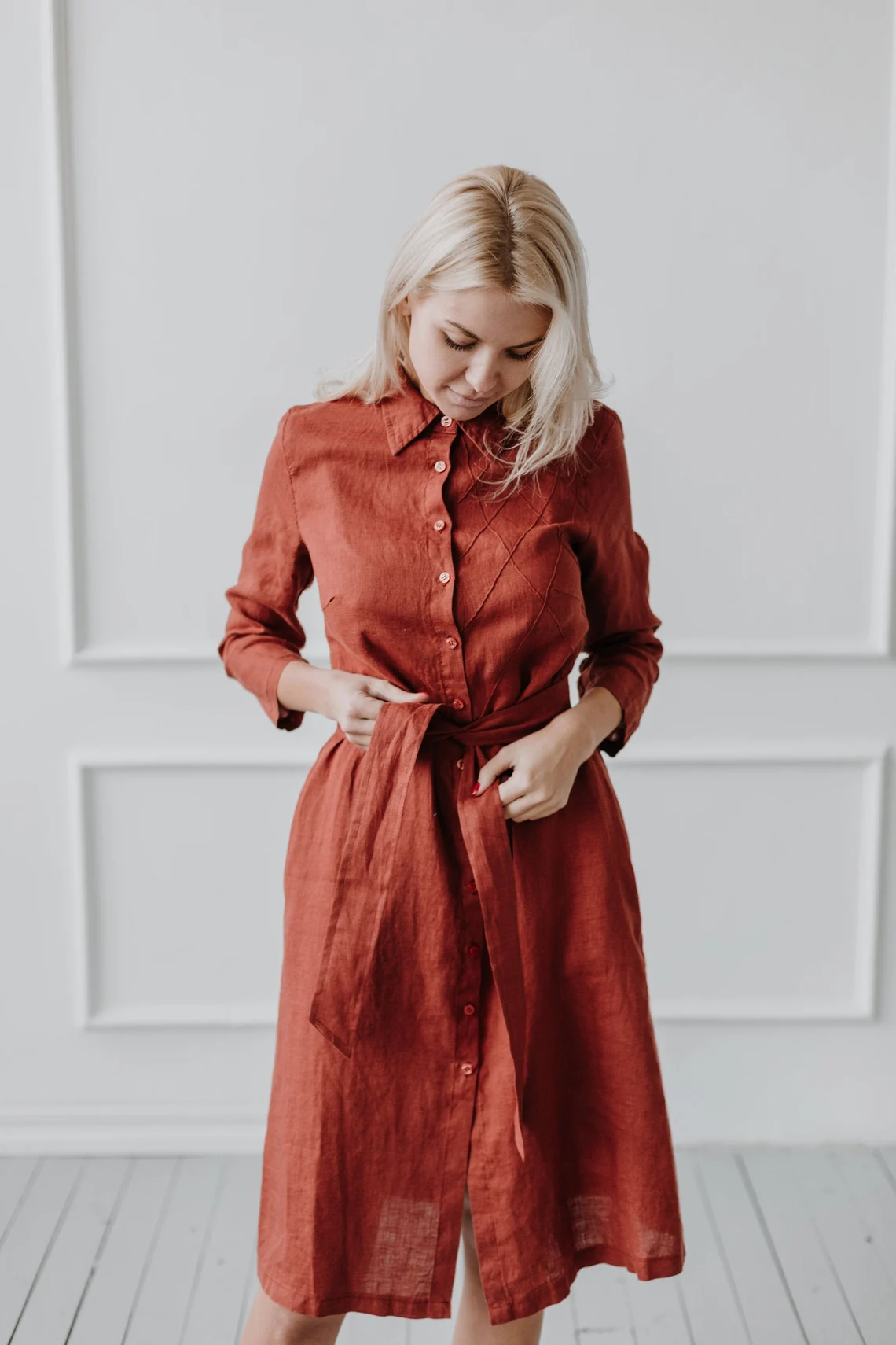 Srajčna obleka 1281 100% lan Srajčna obleka 1281 100% lan