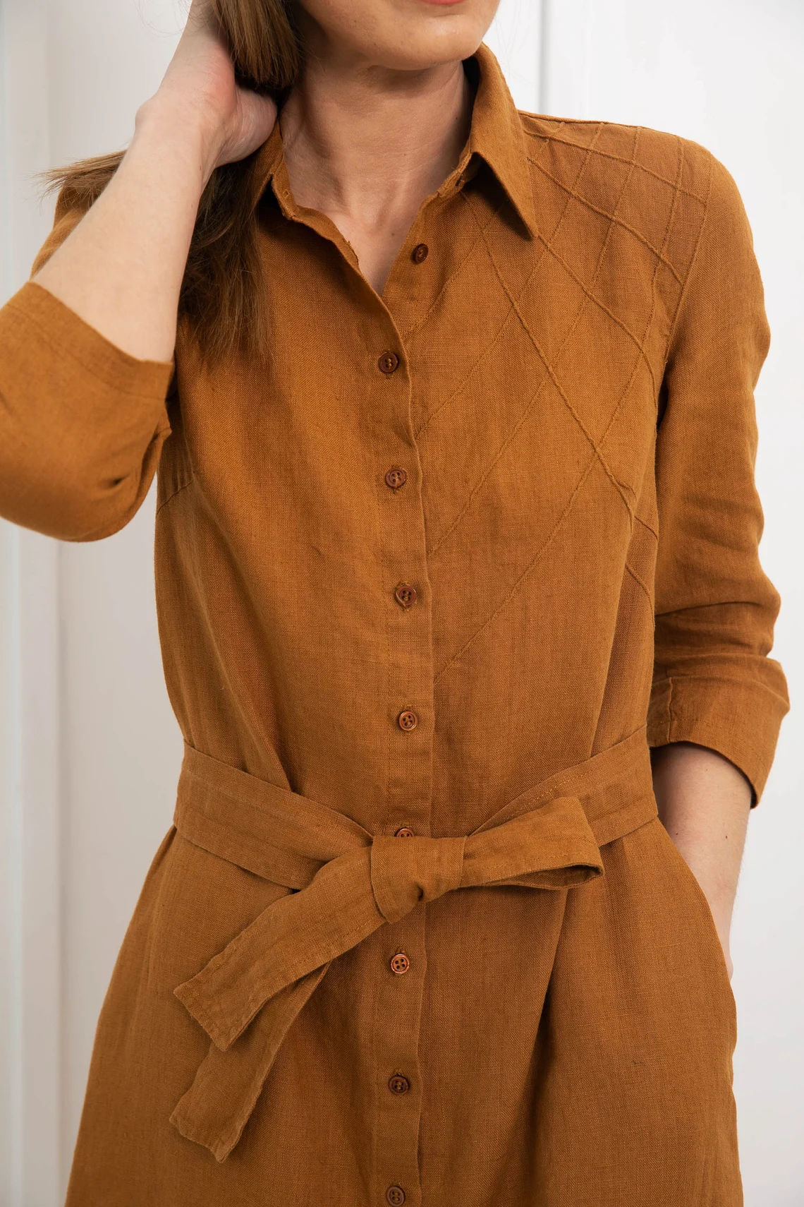 Srajčna obleka 1281 100% lan Srajčna obleka 1281 100% lan