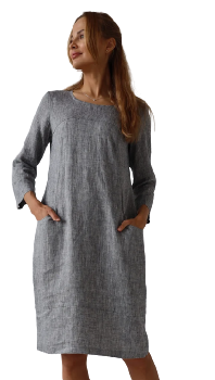 Obleka 1258, 100% lan, grey melange S,M