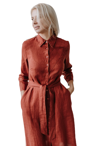 Srajčna obleka 1281 100% lan Srajčna obleka 1281 100% lan