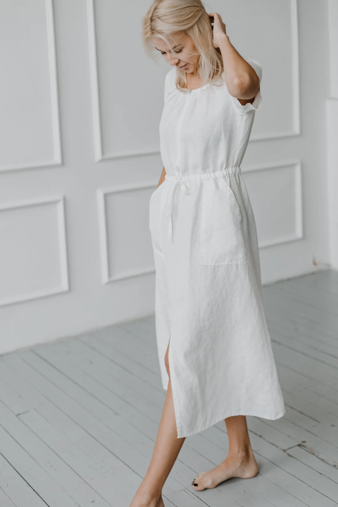 Obleka ženska 1286 100% lan, več barv in velikosti Obleka ženska 1286 100% lan, več barv in velikosti