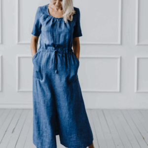 Obleka ženska 1286 100% lan, več barv in velikosti