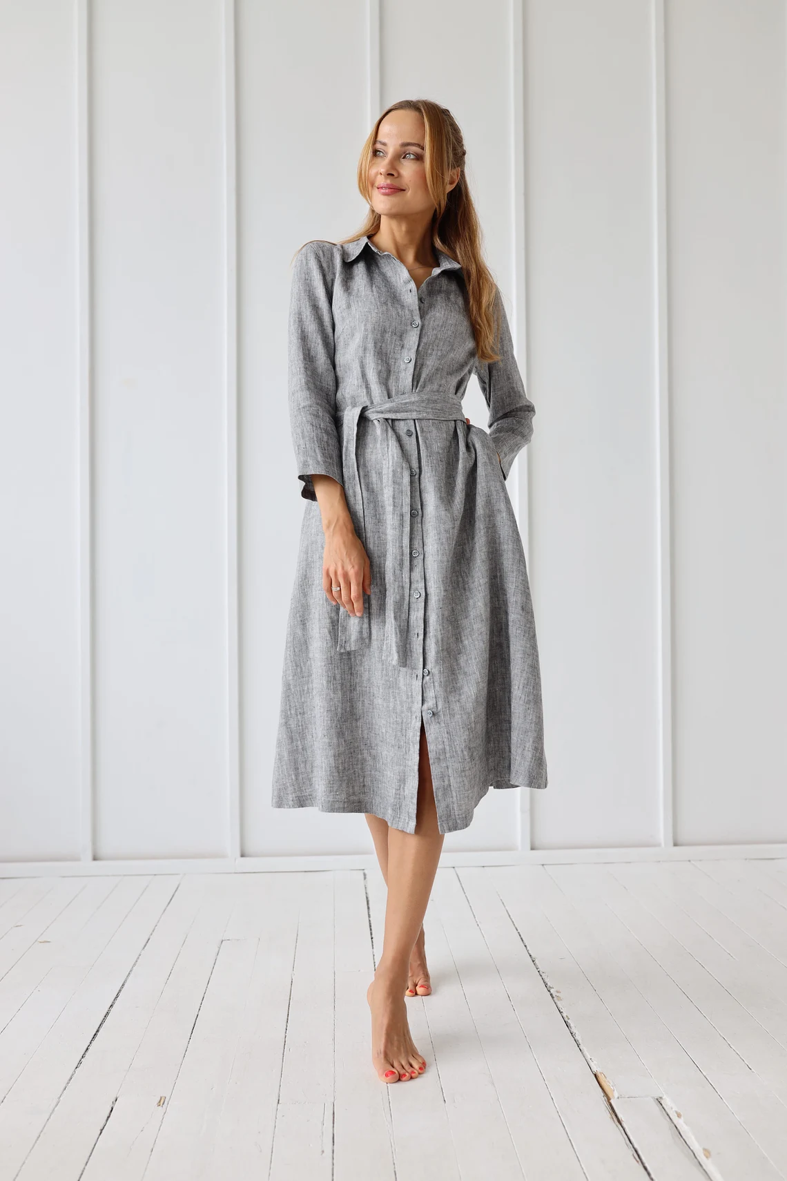 Srajčna obleka 1260 100% lan