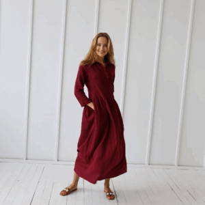 Dolga obleka 1245 100% lan