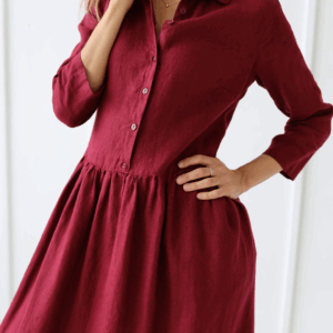 Srajčna obleka 1245 100% lan Srajčna obleka 1245 100% lan