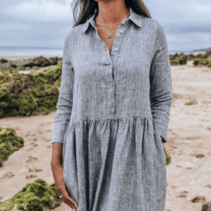 Srajčna obleka 1245 100% lan Srajčna obleka 1245 100% lan