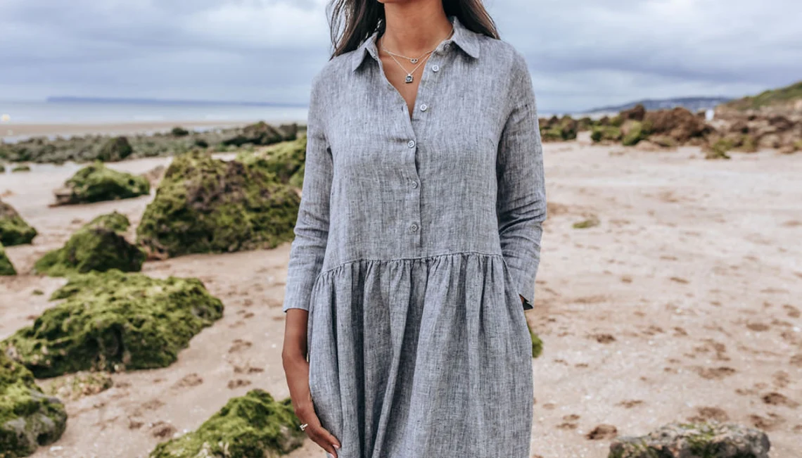 Srajčna obleka 1245 100% lan