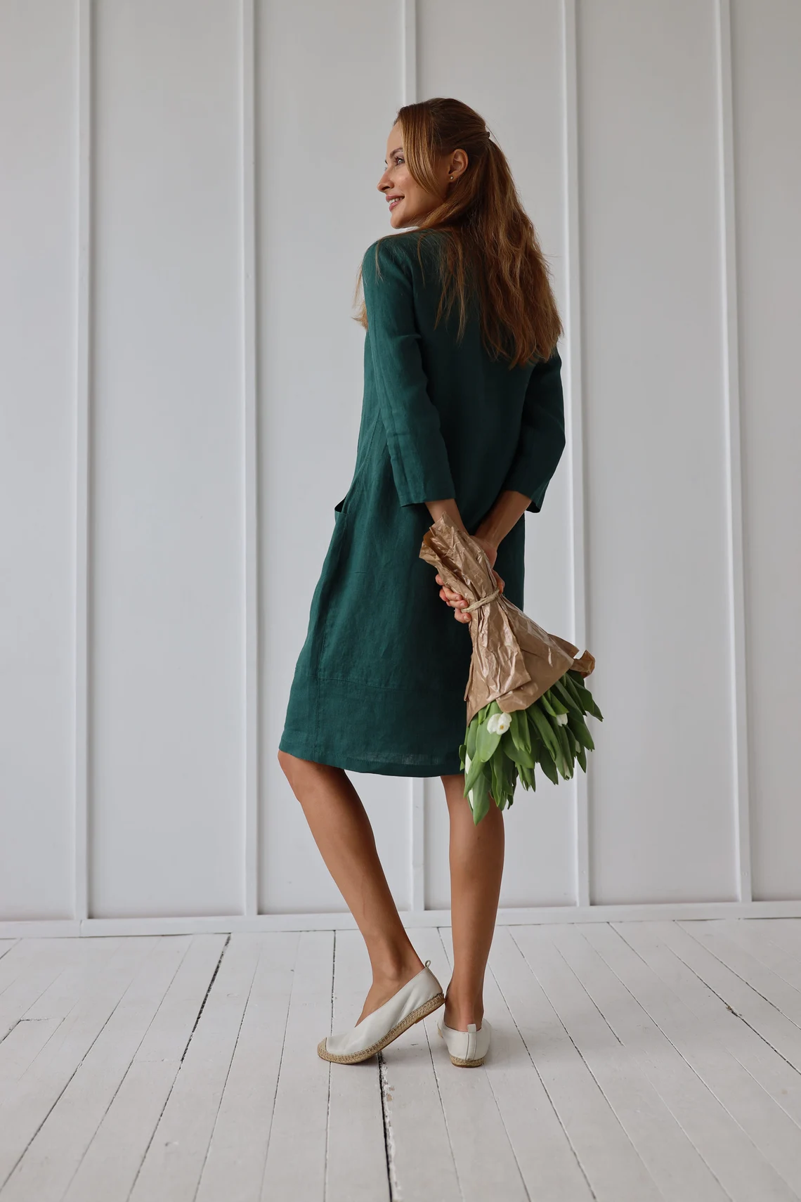 Srajčna obleka 1240 100% lan Srajčna obleka 1240 100% lan