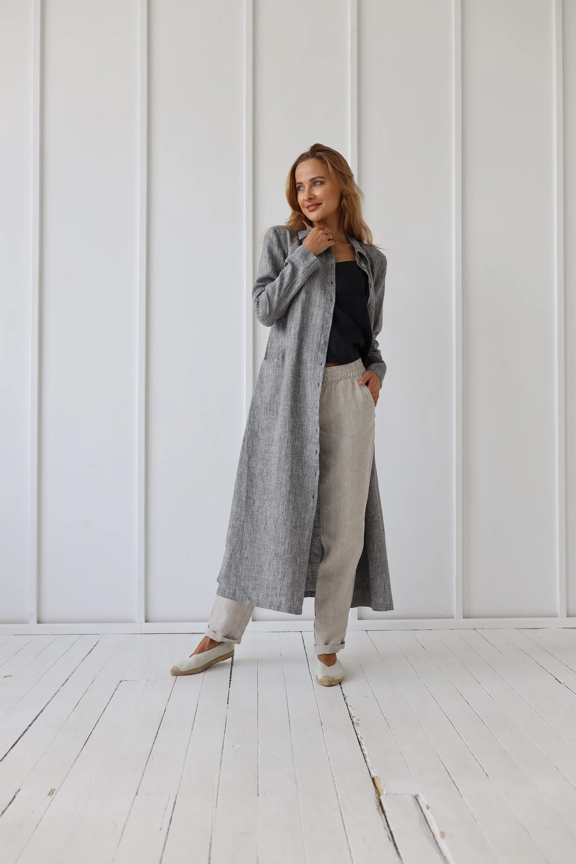 Srajčna obleka 1241 100% lan