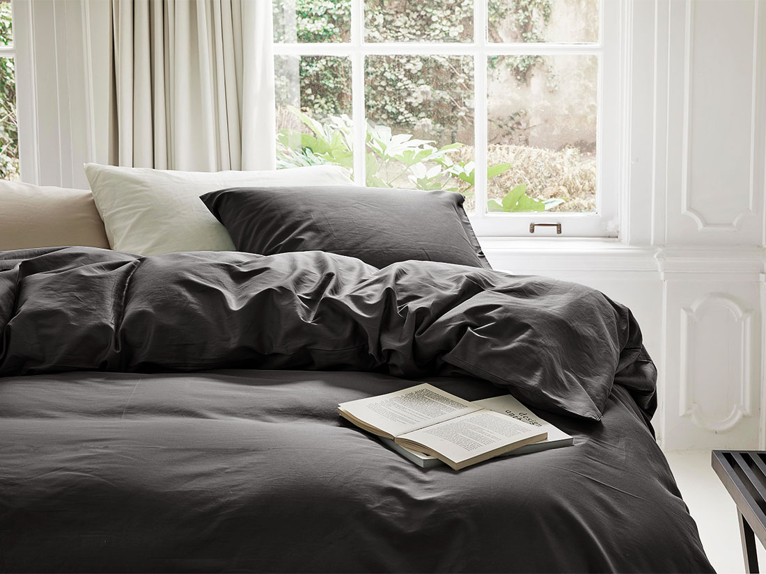 Posteljnina ekološki bombaž saten ANTHRACITE več dimenzij