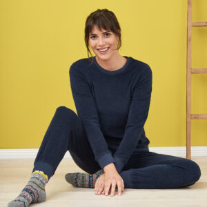 Ženska pižama iz 100% eko bombaža frotir modra L Ženska pižama iz 100% eko bombaža frotir modra L