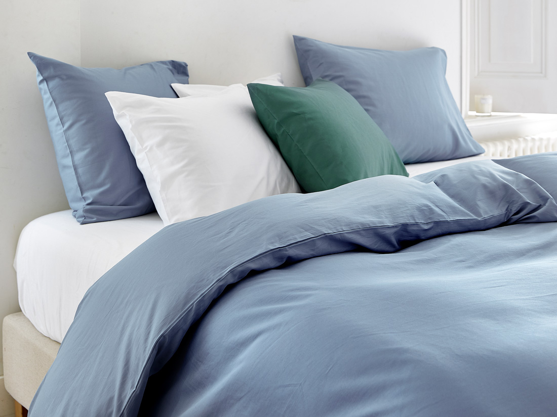 Posteljnina ekološki bombaž saten FADED BLUE več dimenzij Posteljnina ekološki bombaž saten FADED BLUE več dimenzij