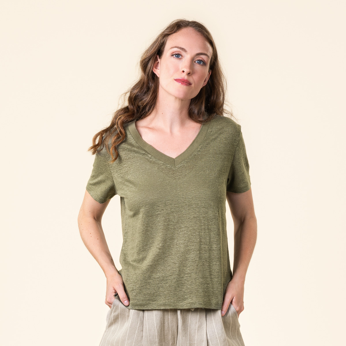 Ženski TS KR 100% lan SAGE Ženski TS KR 100% lan SAGE