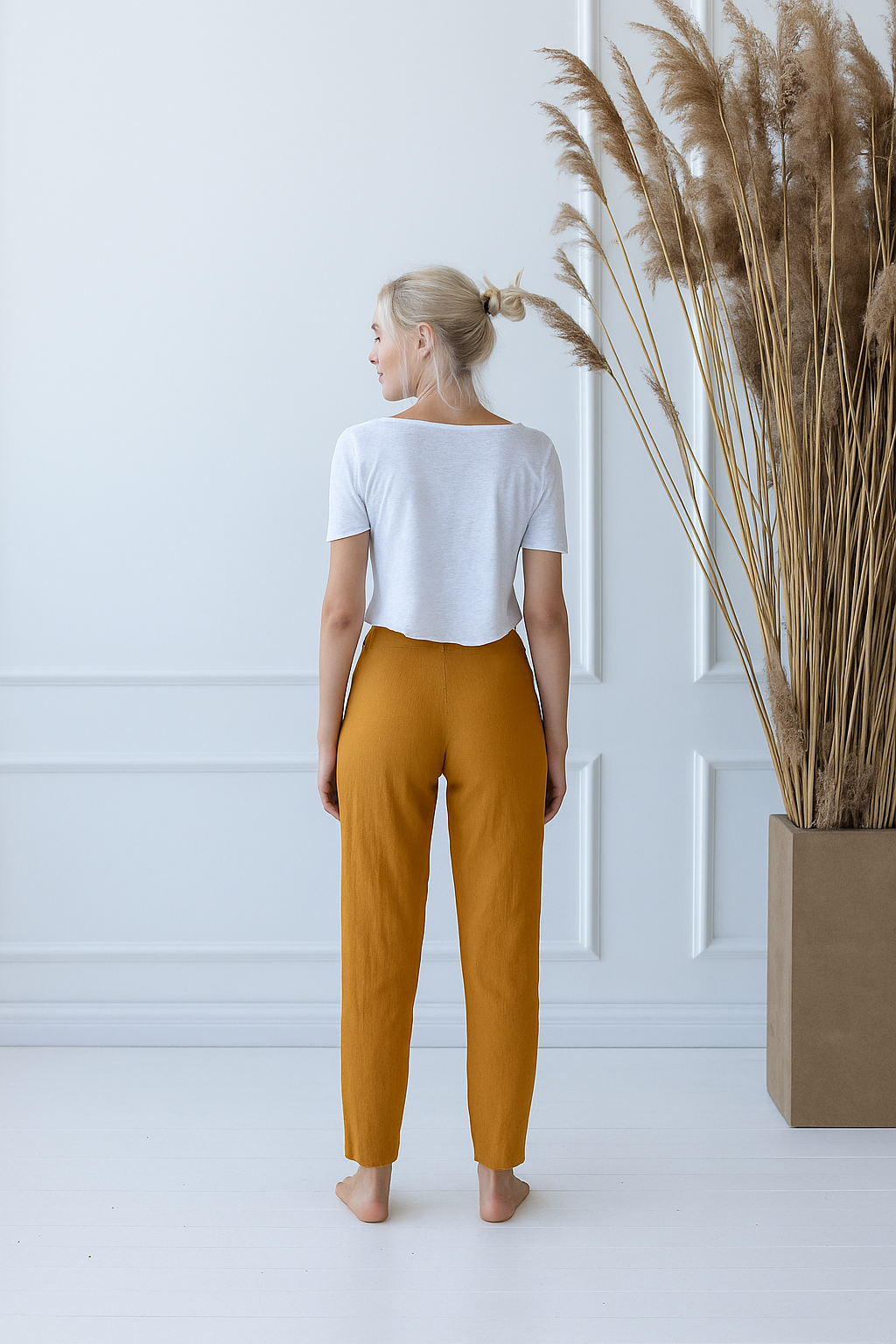 Ženske hlače 1383 100% lan, HONEY M Ženske hlače 1383 100% lan, HONEY M