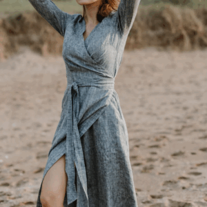 Obleka na preklop DR 1201, 100% lan Obleka na preklop DR 1201, 100% lan