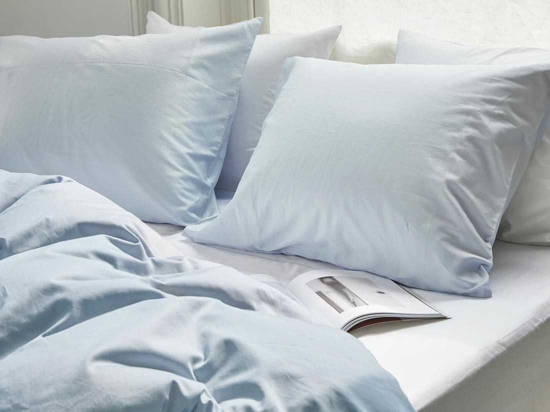 Posteljnina ekološki bombaž saten SKY BLUE več dimenzij