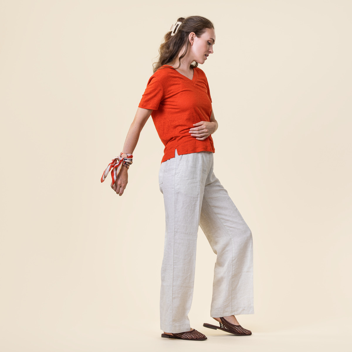 Ženski TS KR 100% lan ORANŽNO RDEČA Ženski TS KR 100% lan ORANŽNO RDEČA