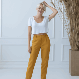 Ženske hlače 1383 100% lan, HONEY M Ženske hlače 1383 100% lan, HONEY M