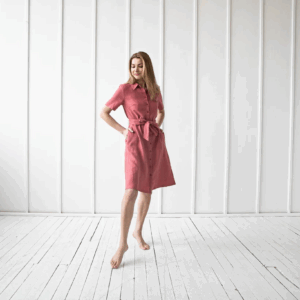 Srajčna obleka KR 1270, 100% lan Srajčna obleka KR 1270, 100% lan