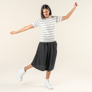 Ženska majica KR iz 100% eko bombaža črte ČRNA S,M Ženska majica KR iz 100% eko bombaža črte ČRNA S,M