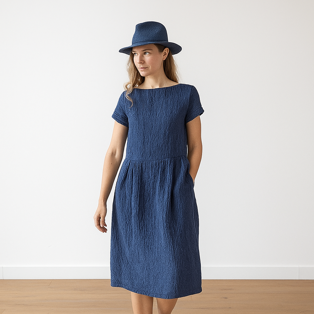 Obleka 100% lan Adel FRENCH BLUE M