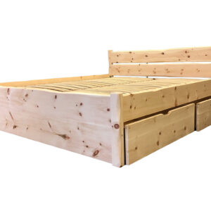 Lesena postelja iz cemprina,s predali- švicarski bor