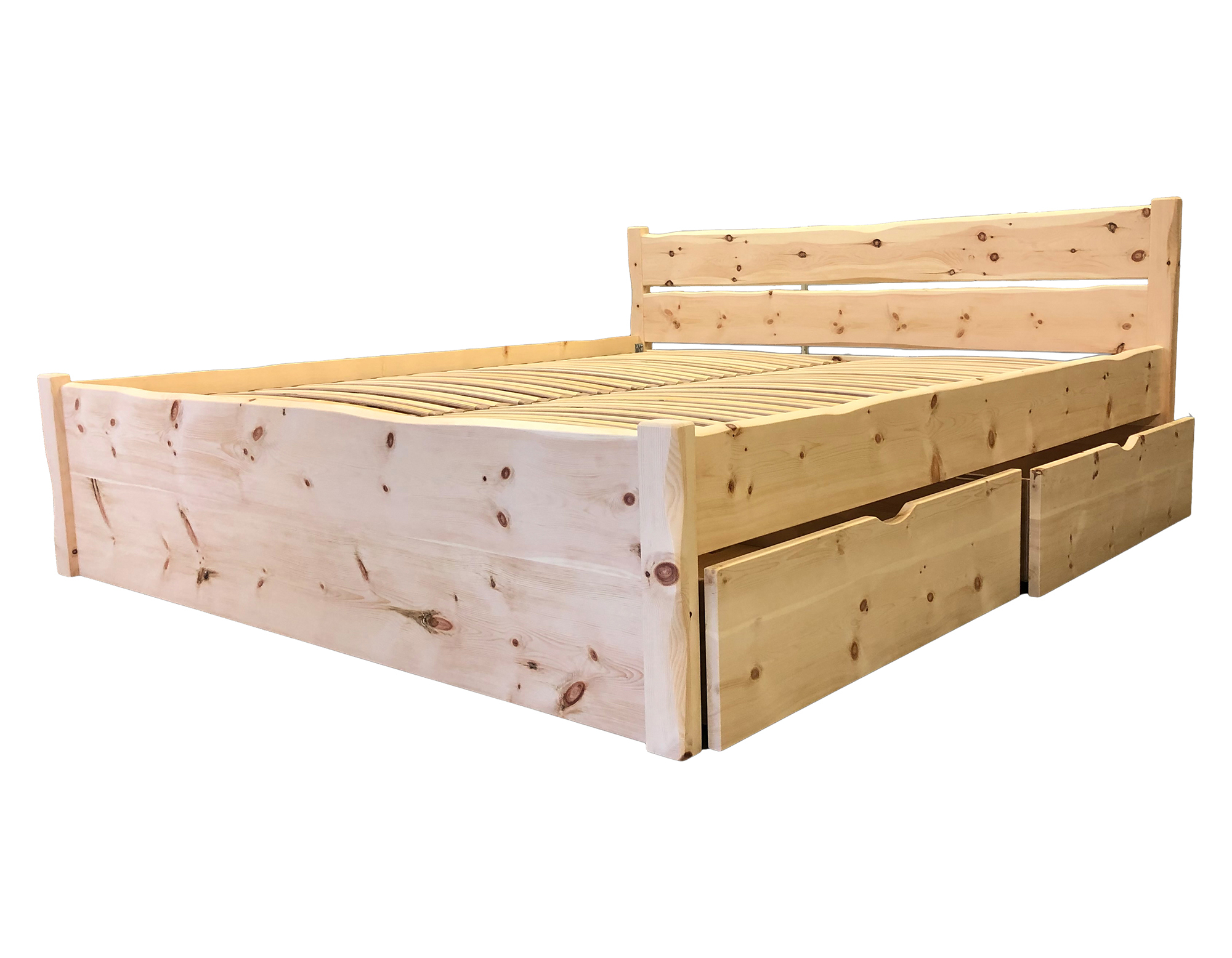 Lesena postelja iz cemprina,s predali- švicarski bor