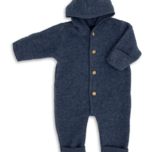 Otroški pajac s kapuco blue - flis 100% volna od 50-92