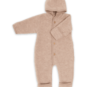 Otroški pajac s kapuco sand - flis 100% volna od 50-92