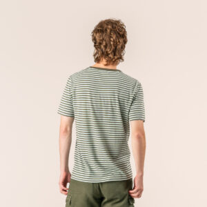 Moška majica KR eko bombaž, lan ZELENA črtasta M Moška majica KR eko bombaž, lan ZELENA črtasta M