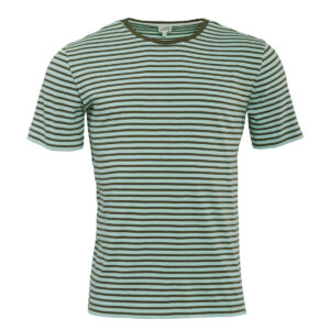 Moška majica KR eko bombaž, lan ZELENA črtasta M Moška majica KR eko bombaž, lan ZELENA črtasta M