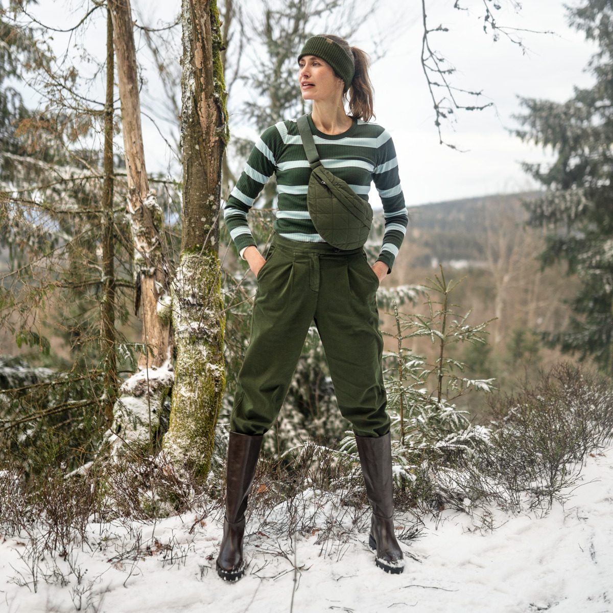 Ženske hlače eko bombaž ZELENE Ženske hlače eko bombaž ZELENE