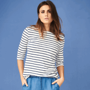 Ženska majica 3/4 rokavi iz 100% eko bombaža MODRA črte S,M,XL Ženska majica 3/4 rokavi iz 100% eko bombaža MODRA črte S,M,XL