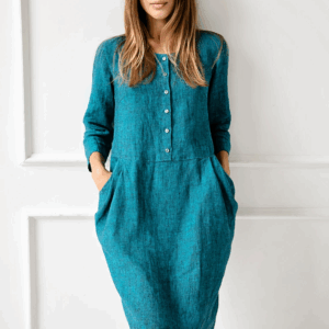 Obleka 3-4 rokav 1230, 100% lan 