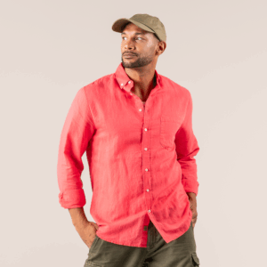 Moška srajca DR iz 55% lana in 45% eko bombaža roza rdeča 46,48,50 Moška srajca DR iz 55% lana in 45% eko bombaža roza rdeča 46,48,50