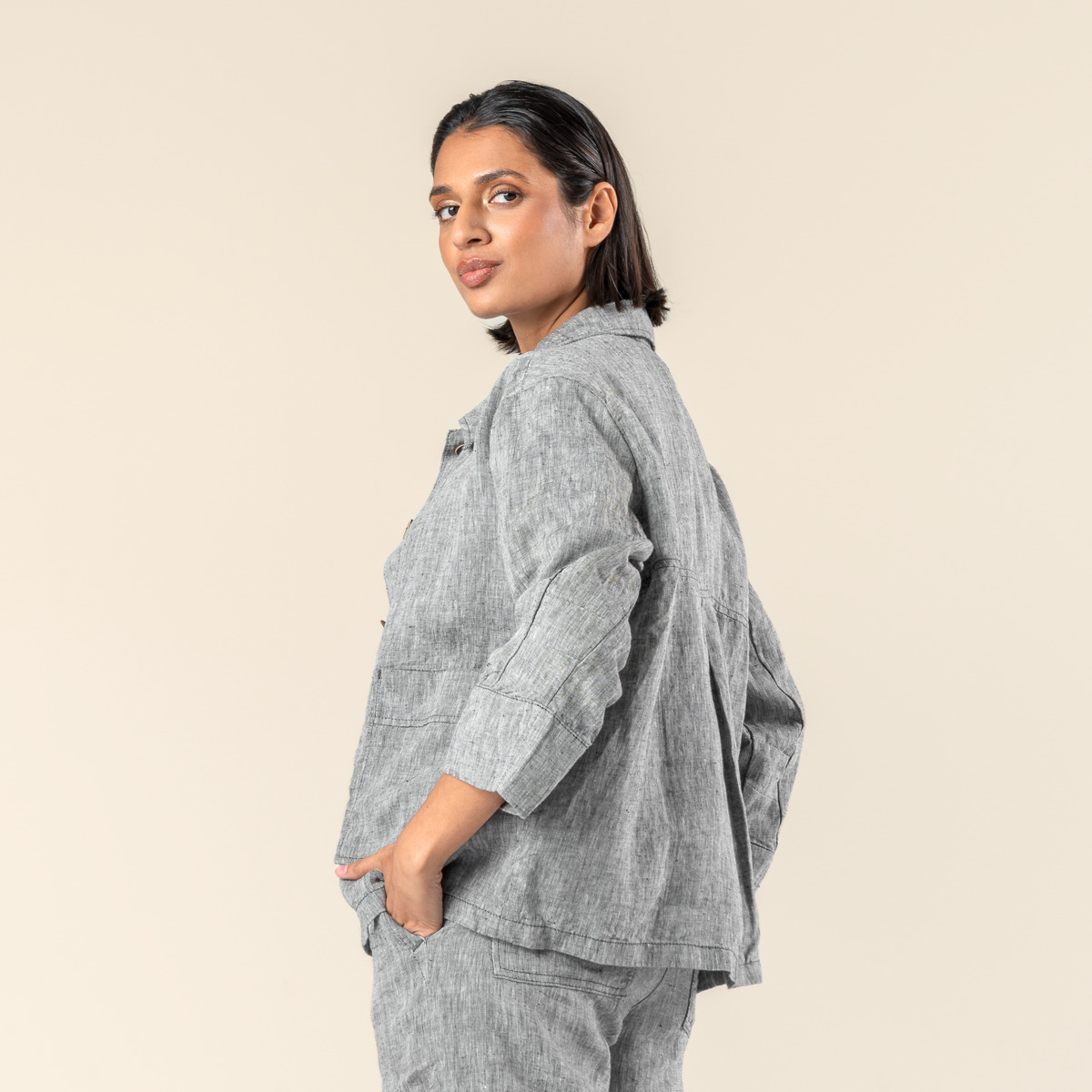 Ženska jakna ONYX 100% lan SIVA Ženska jakna ONYX 100% lan SIVA