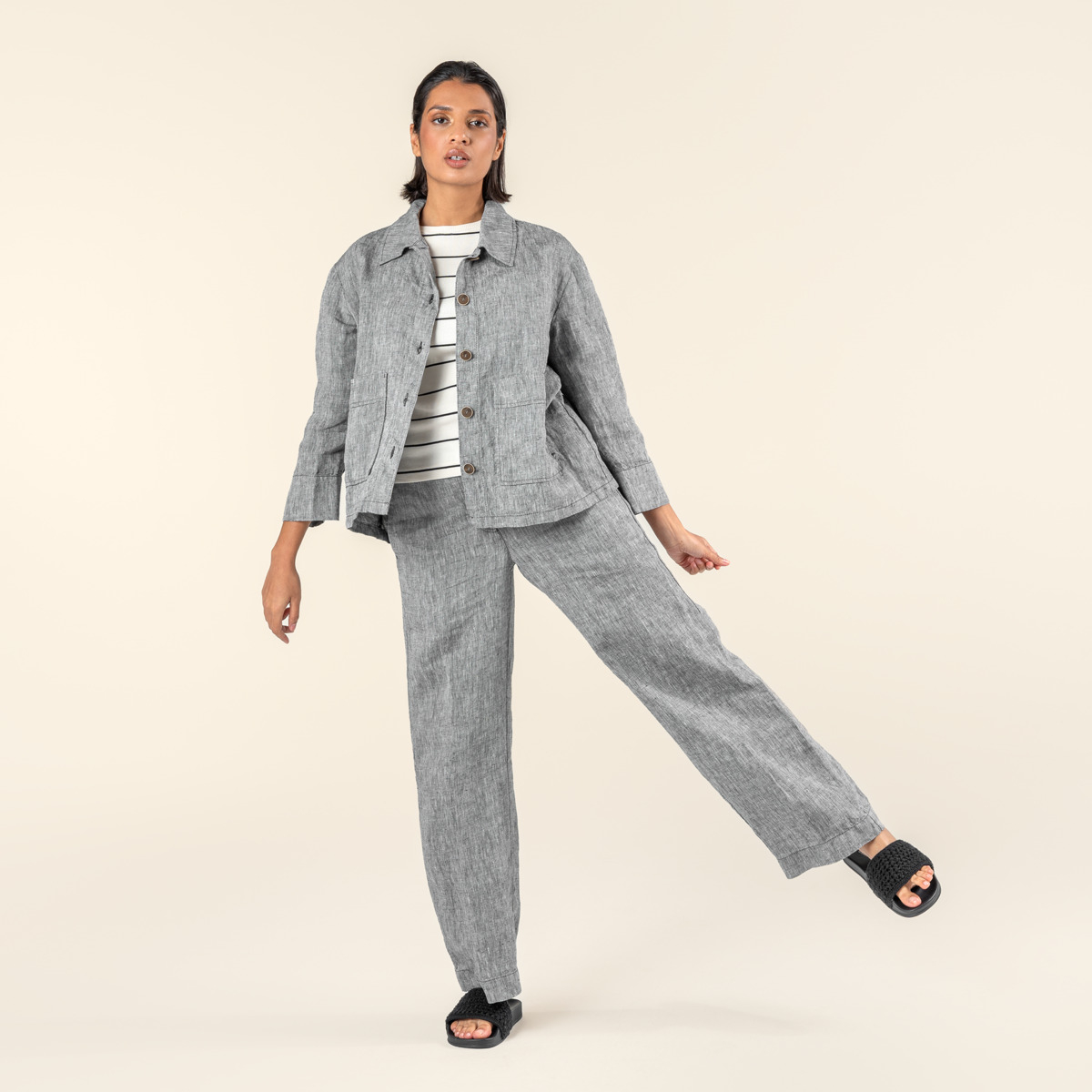 Ženska jakna ONYX 100% lan SIVA Ženska jakna ONYX 100% lan SIVA