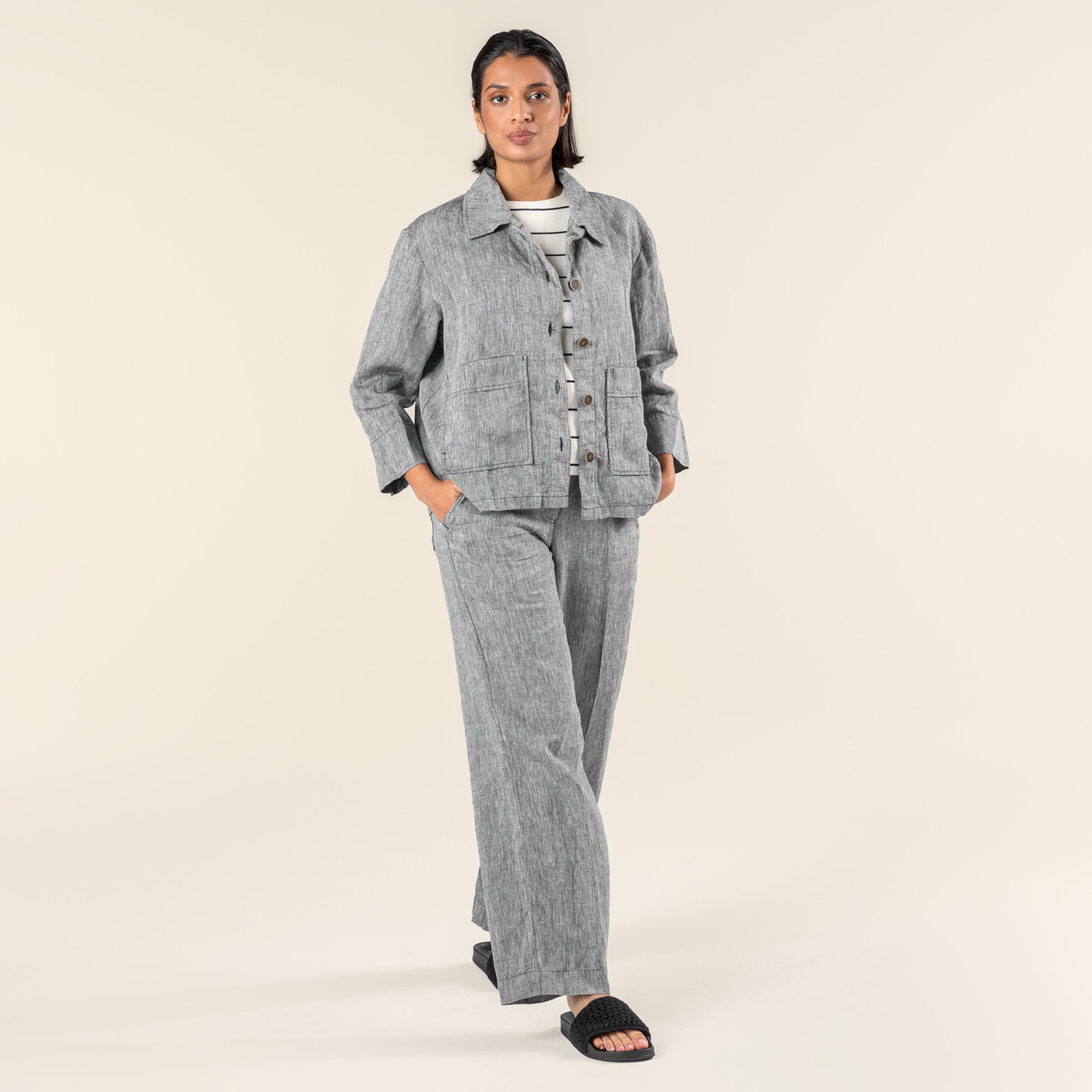 Ženska jakna ONYX 100% lan SIVA Ženska jakna ONYX 100% lan SIVA